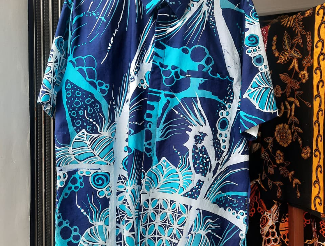 Kemeja Pendek Motif Abstrak | Biru